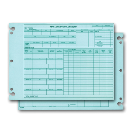 ASP Vehicle Inventory Records - Prints In Green Ink (Form #1204) Pk 794